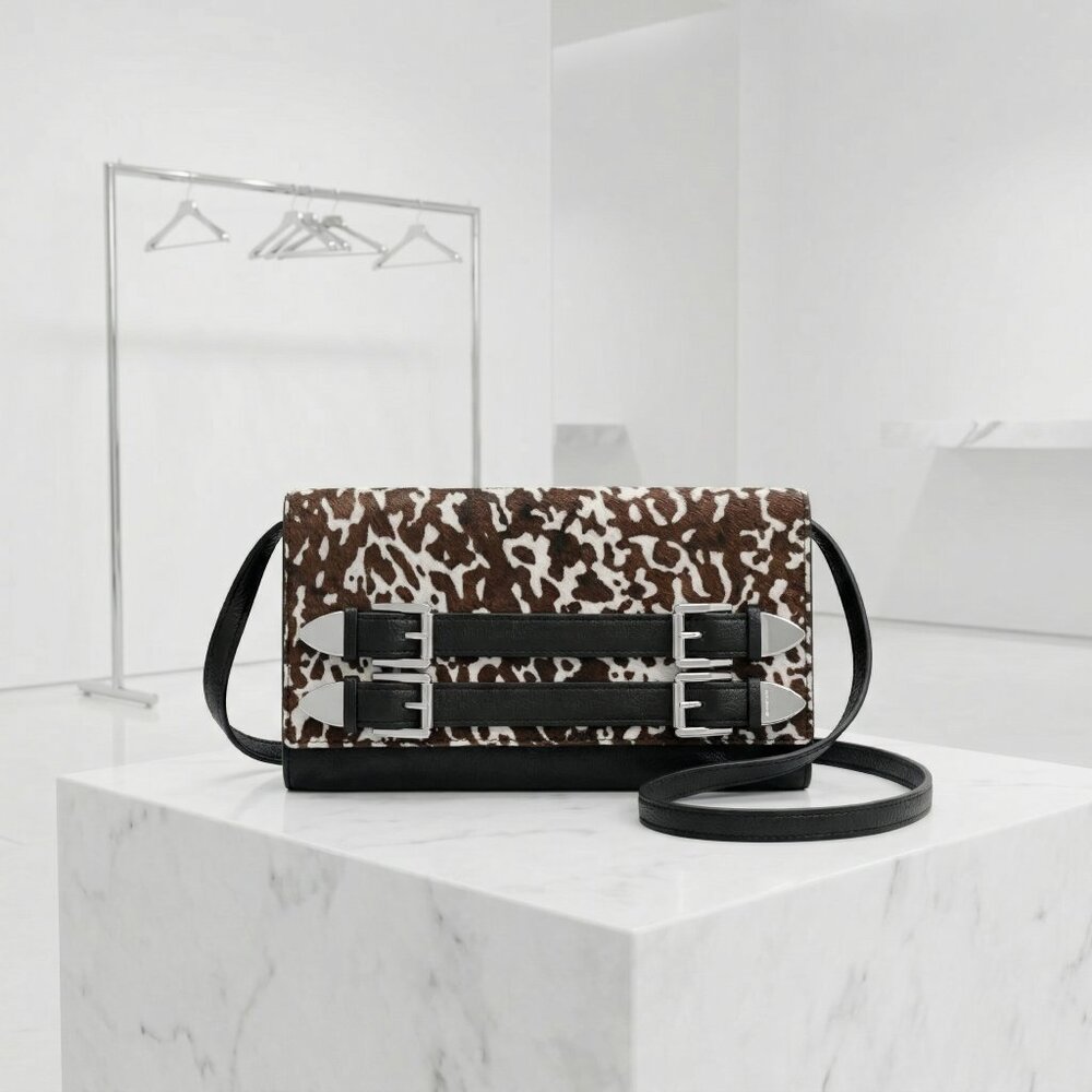 MK Haircalf Cow Leather Mini Bag Clutch Crossbody Animal Y2K